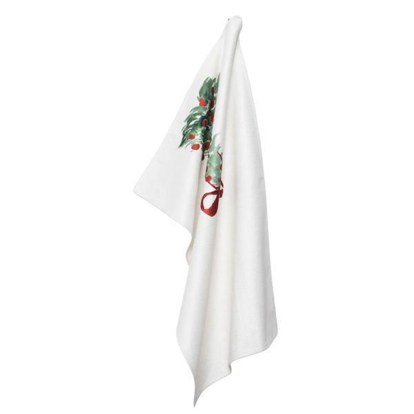 Transpac Fabric Tea Towel Holiday Tree