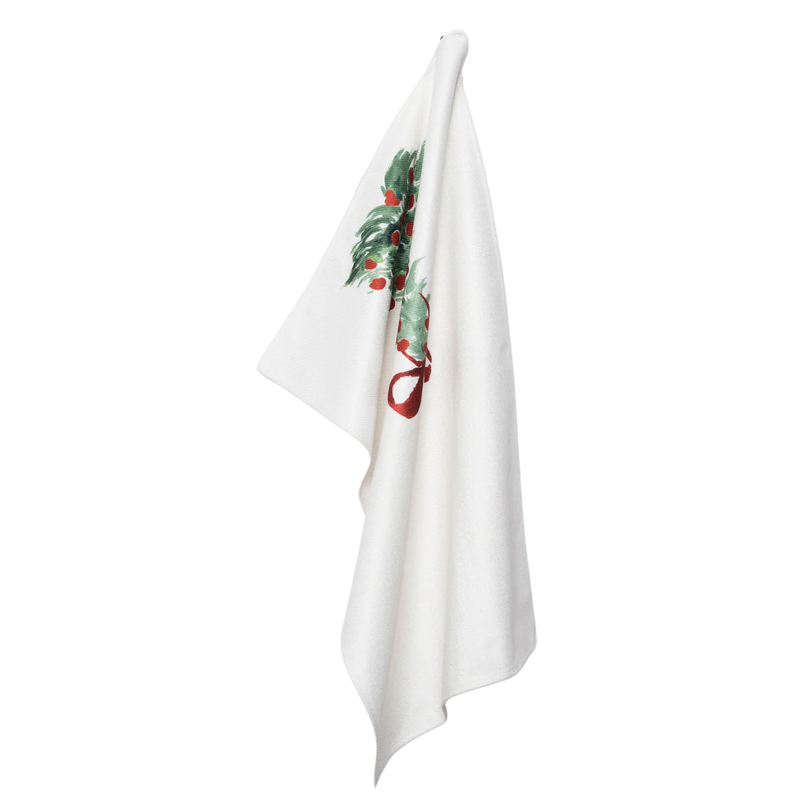 Transpac Fabric Tea Towel Holiday Tree