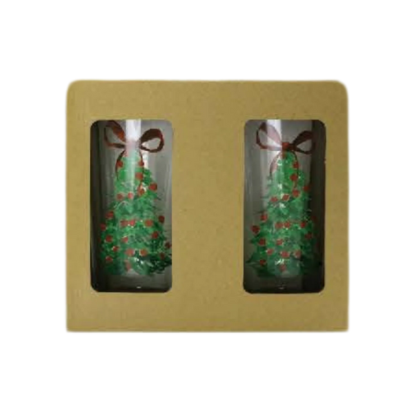 Transpac Glass Tumblers Holiday Tree S/4