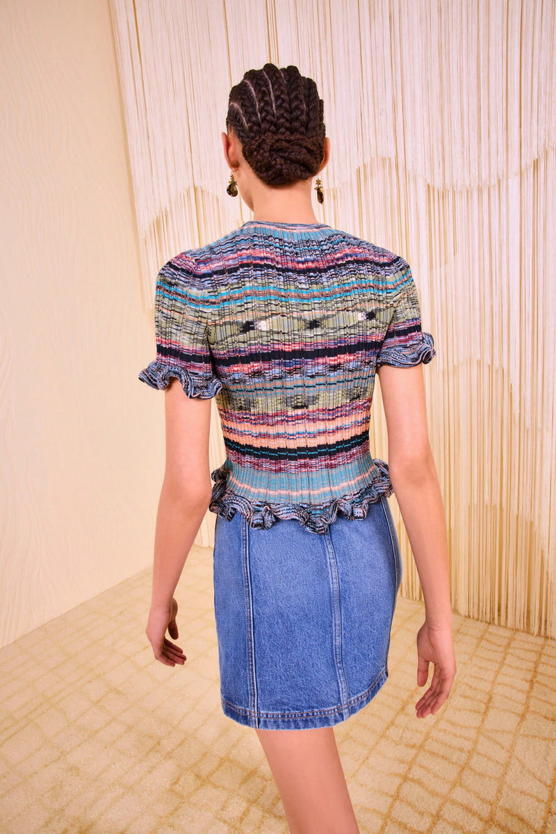 Ulla Johnson Miya Short Sleeve Knit Top Azurite