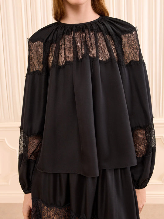 Ulla Johnson Bess Longsleeve Silk Blouse Noir