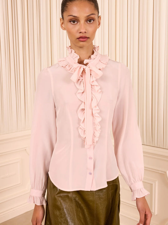 Ulla Johnson Catroux Long-sleeve Silk Blouse - Powder