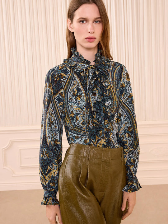 Ulla Johnson Catroux Long-sleeve Silk Blouse - Prussian