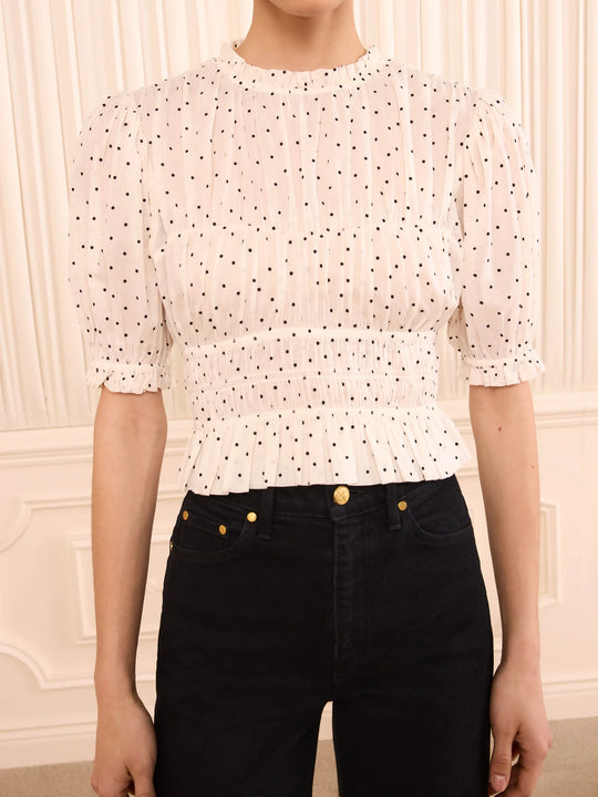 Ulla Johnson Rae Short Sleeve Cotton Top - Blanc
