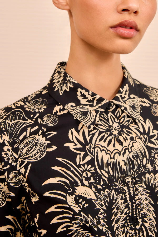 Ulla Johnson Taliah Long Sleeve Mini Dress Noir Flora