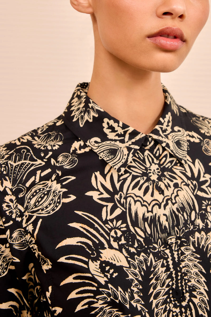 Ulla Johnson Taliah Long Sleeve Mini Dress Noir Flora