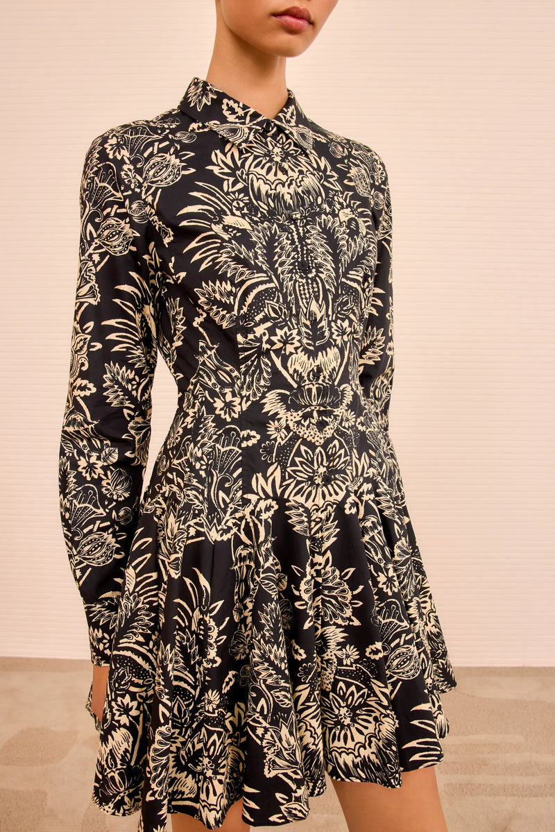 Ulla Johnson Taliah Long Sleeve Mini Dress Noir Flora