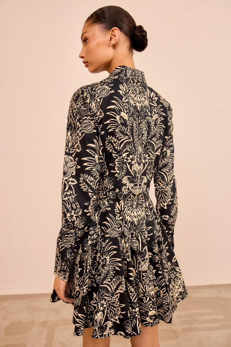Ulla Johnson Taliah Long Sleeve Mini Dress Noir Flora