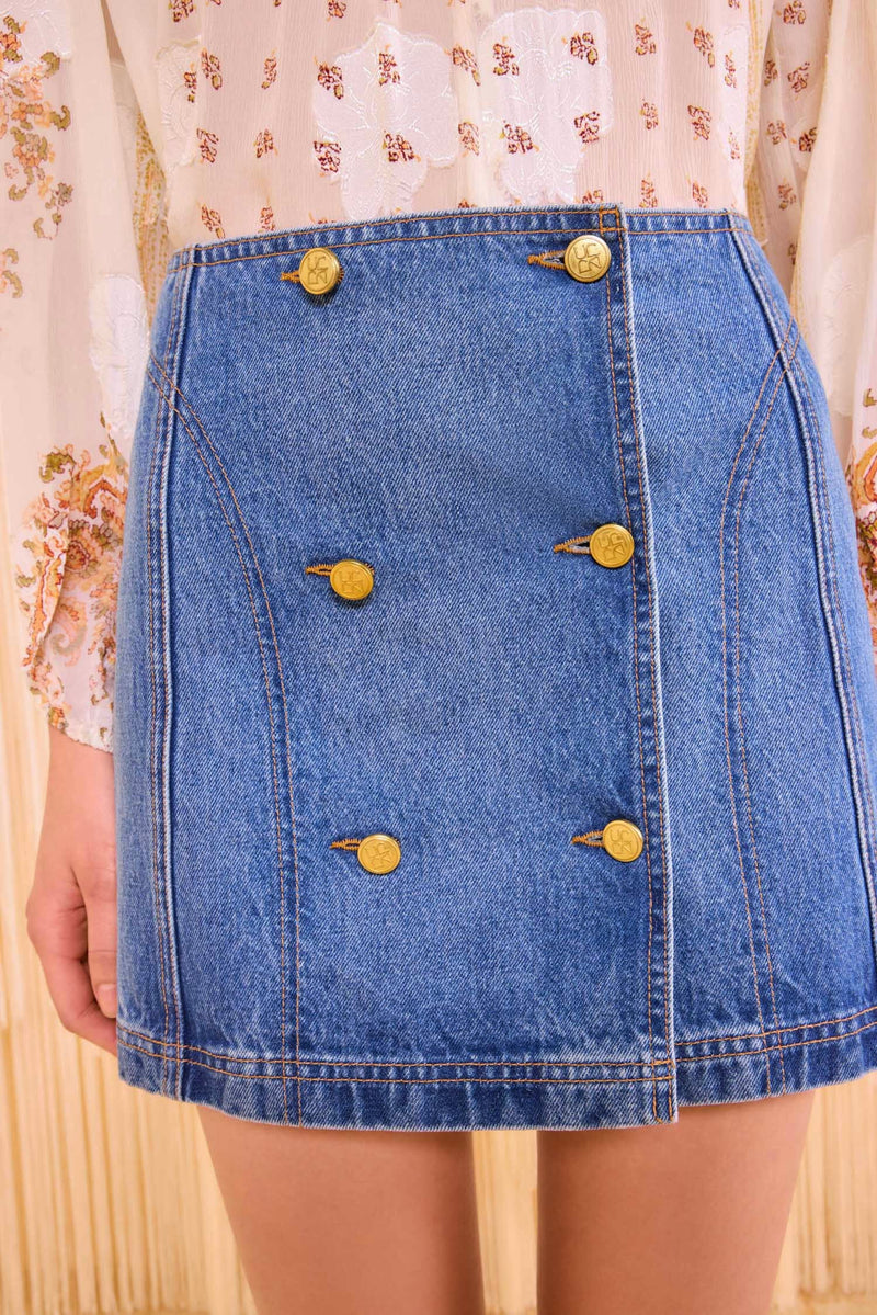 Ulla Johnson The Clara Mini Denim Skirt Danube