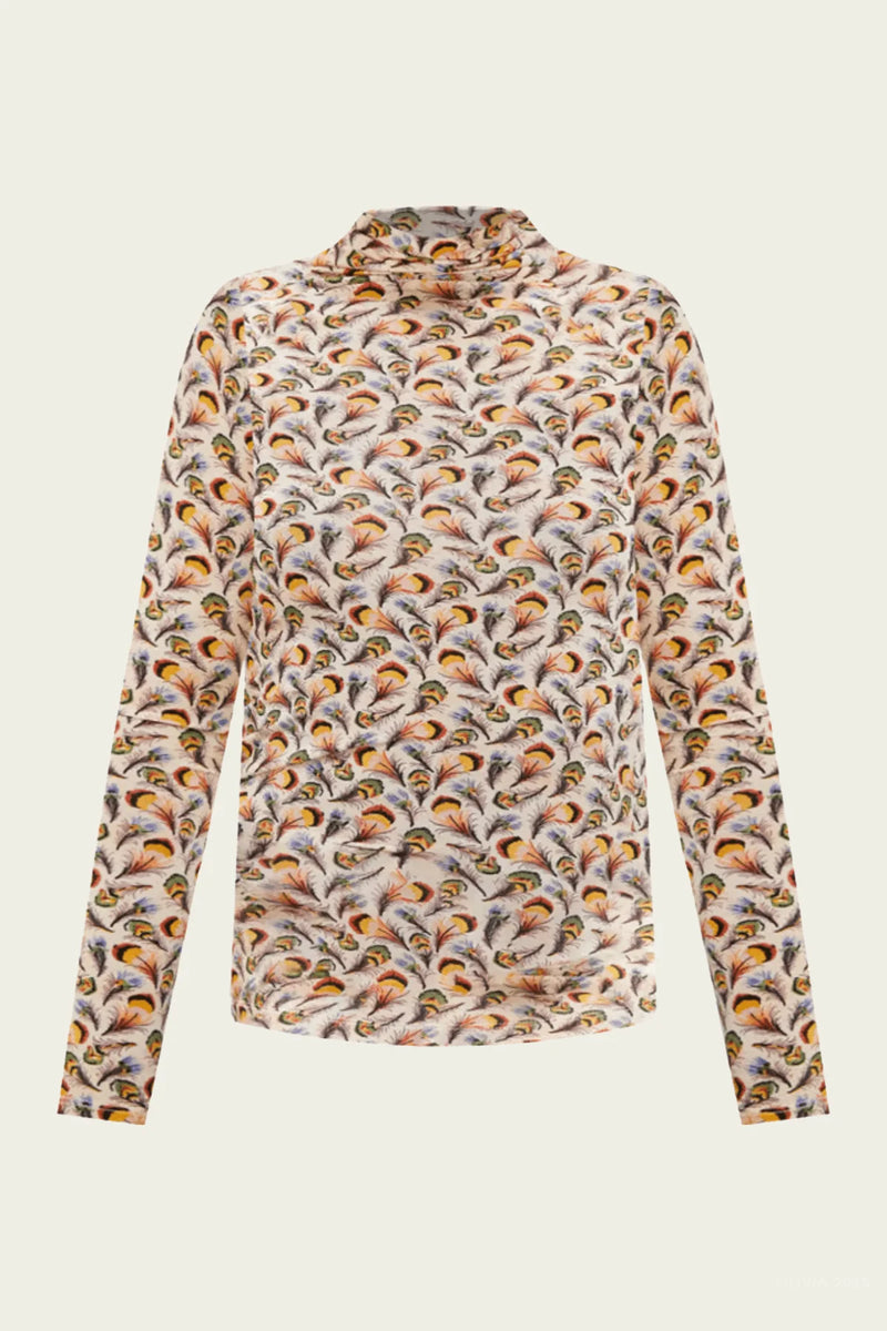 Ulla Johnson Aurelia Jersey Long Sleeve Turtleneck Top Swan