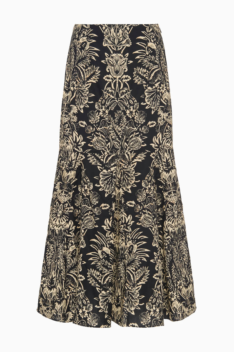 Ulla Johnson Clarisse Trumpet Midi Skirt Noir Flora