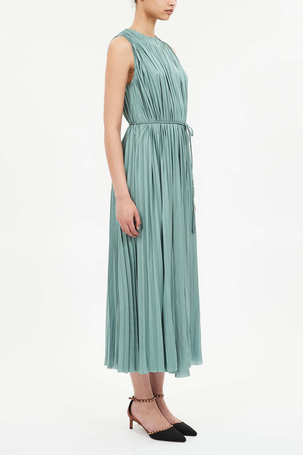 Ulla Johnson Fianna Pleated Sl Midi Dress Sea Glass