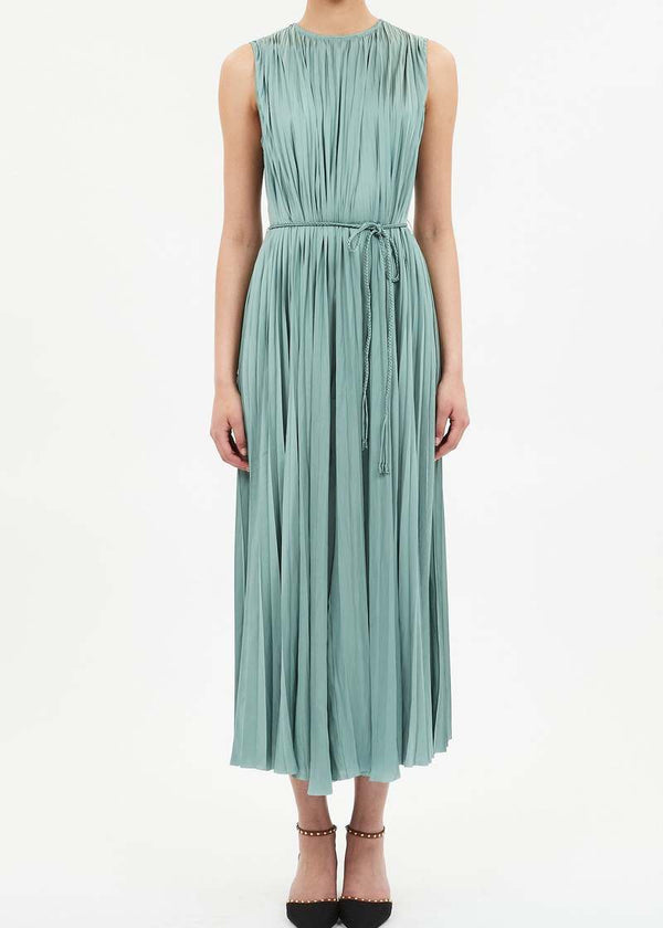Ulla Johnson Fianna Pleated Sl Midi Dress Sea Glass