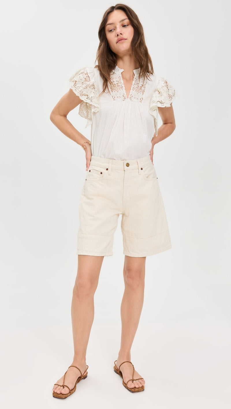 Ulla Johnson Jolie Flutter Sleeve Top Pristine