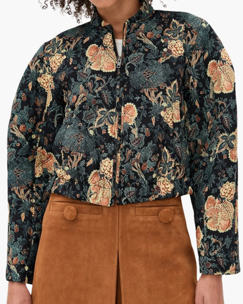 Ulla Johnson Lavinia Silk Quilted Bomber Jacket Nuit