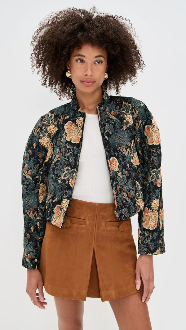 Ulla Johnson Lavinia Silk Quilted Bomber Jacket Nuit