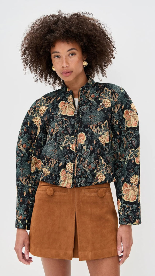 Ulla Johnson Lavinia Silk Quilted Bomber Jacket Nuit