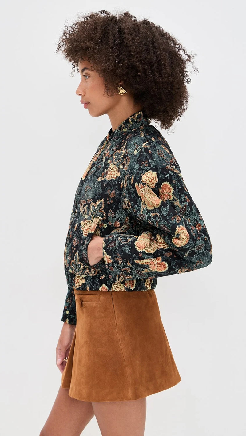 Ulla Johnson Lavinia Silk Quilted Bomber Jacket Nuit