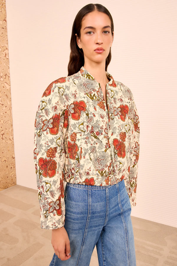 Ulla Johnson Lavinia Silk Quilted Bomber Jacket Wintergarden