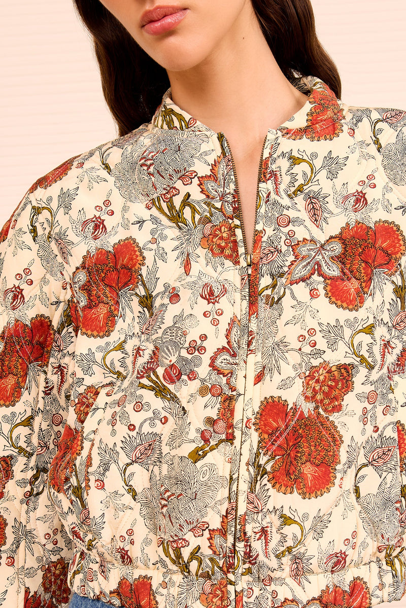 Ulla Johnson Lavinia Silk Quilted Bomber Jacket Wintergarden