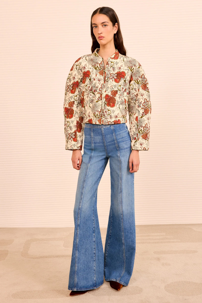 Ulla Johnson Lavinia Silk Quilted Bomber Jacket Wintergarden