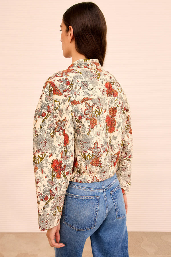Ulla Johnson Lavinia Silk Quilted Bomber Jacket Wintergarden