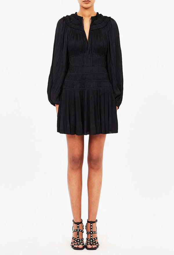 Ulla Johnson Malia Long Sleeve Mini Dress Noir