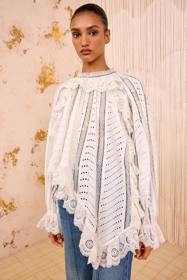 Ulla Johnson Marcella Asymmetrical Long Sleeve Blouse Pristine