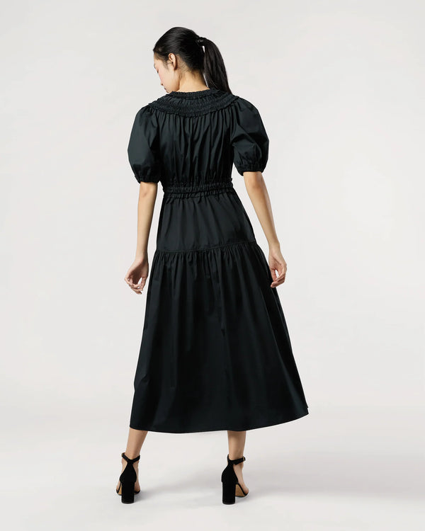 Ulla Johnson Othella Short Sleeve Midi Dress Noir