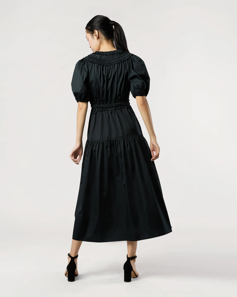Ulla Johnson Othella Short Sleeve Midi Dress Noir