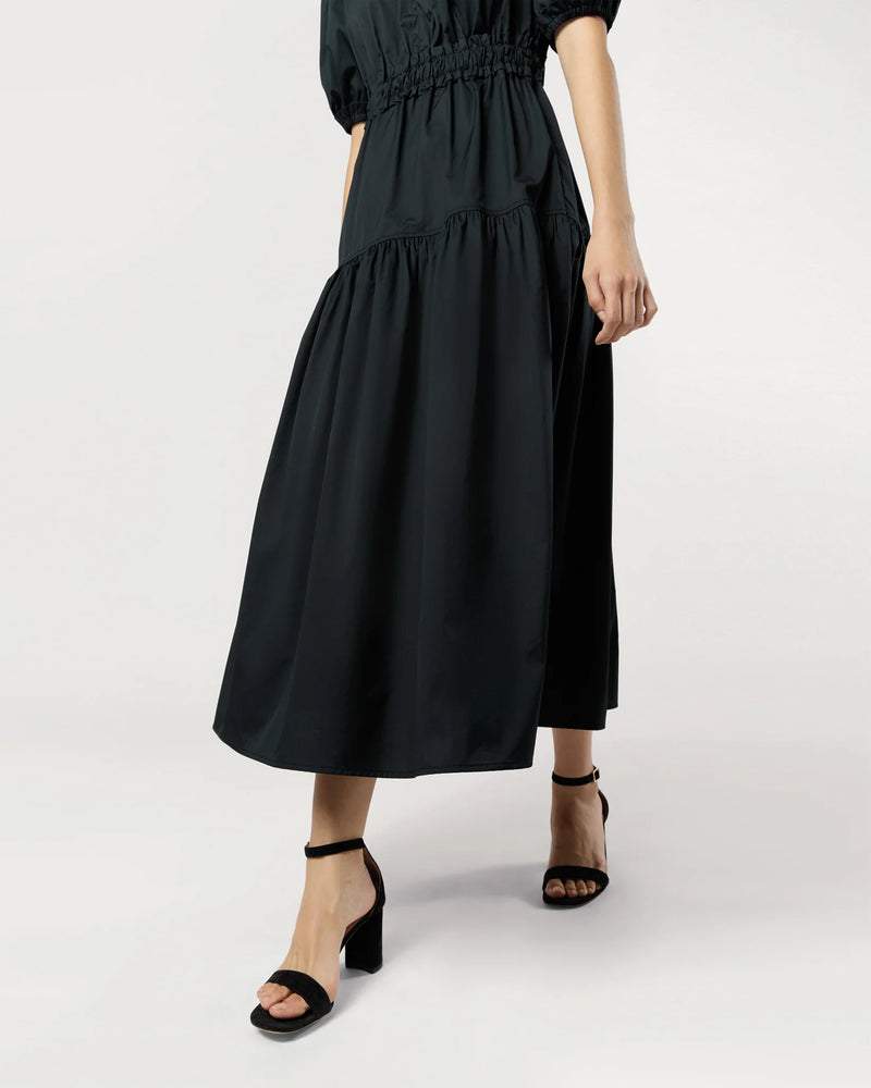 Ulla Johnson Othella Short Sleeve Midi Dress Noir