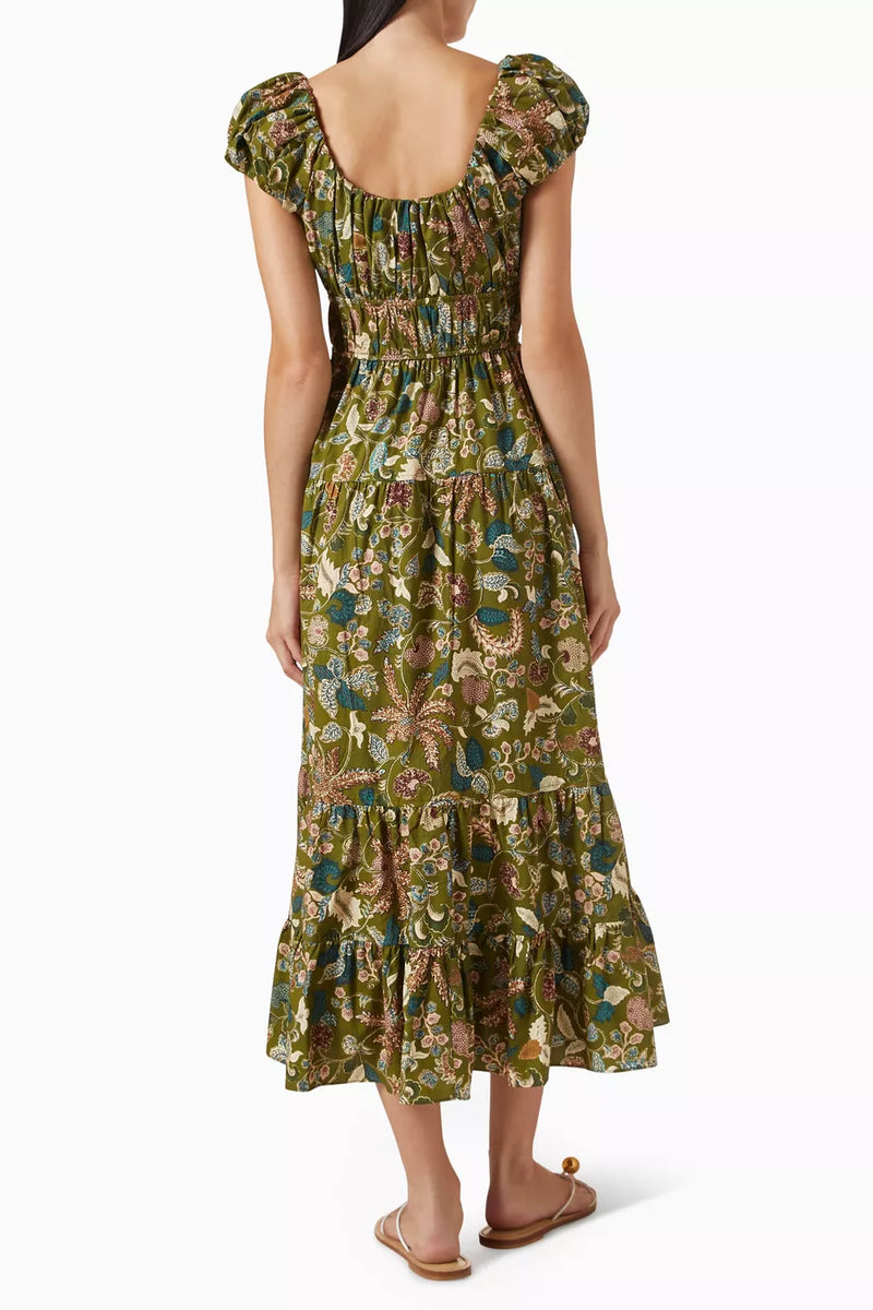 Ulla Johnson Paloma Cap Sleeve Midi Dress Lichen