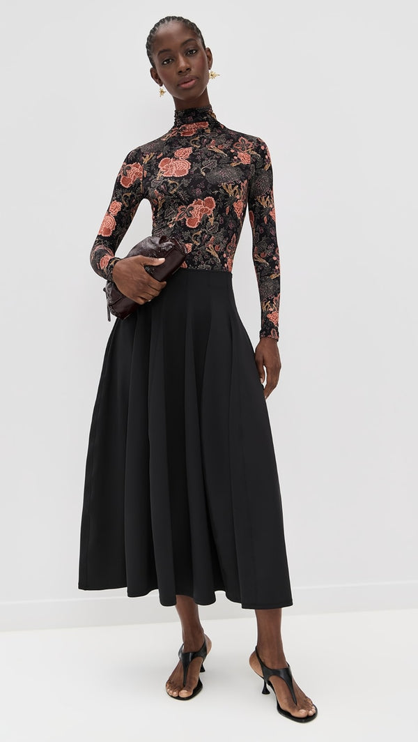 Ulla Johnson Rea High Waist Midi Skirt Noir