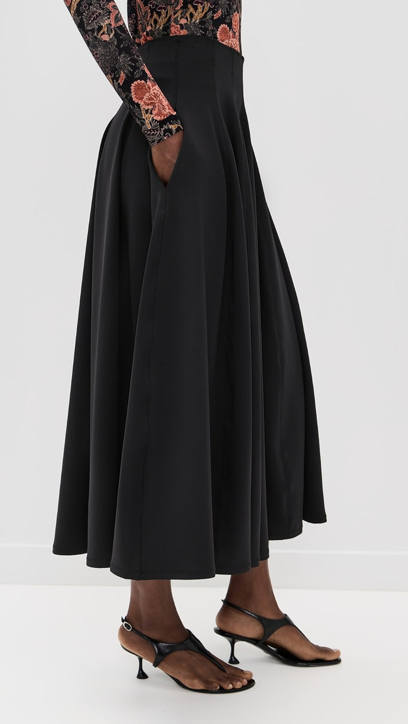 Ulla Johnson Rea High Waist Midi Skirt Noir