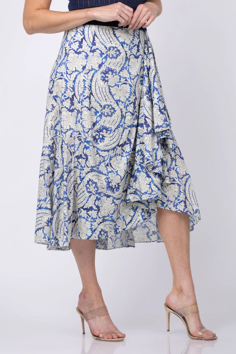 Ulla Johnson Sabina Faux Wrap Skirt Ciel