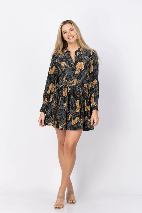 Ulla Johnson Simona Silk Long Sleeve Mini Dress Nuit