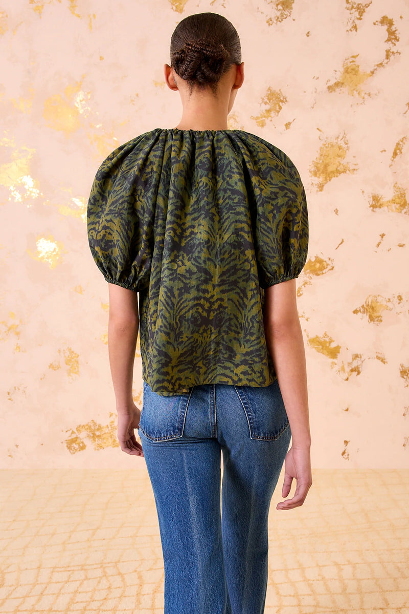 Ulla Johnson Talie Silk Short Sleeve Blouse Desert Jasper