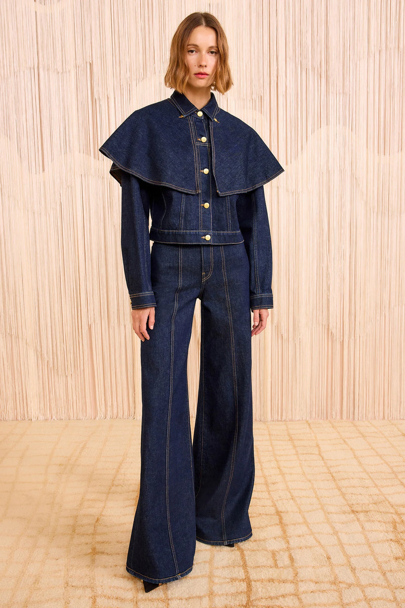 Ulla Johnson The Agata Denim Cape Jacket Tigris