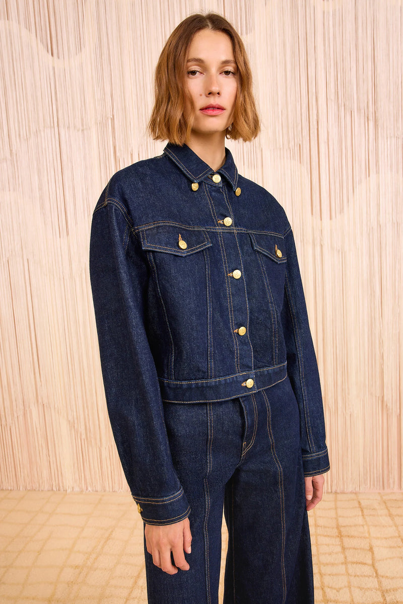 Ulla Johnson The Agata Denim Cape Jacket Tigris