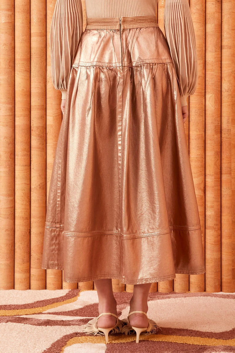 Ulla Johnson The Astrid Skirt Copper Foiled Wash