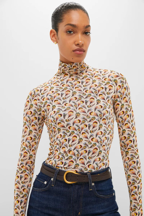 Ulla Johnson Aurelia Jersey Long Sleeve Turtleneck Top Swan
