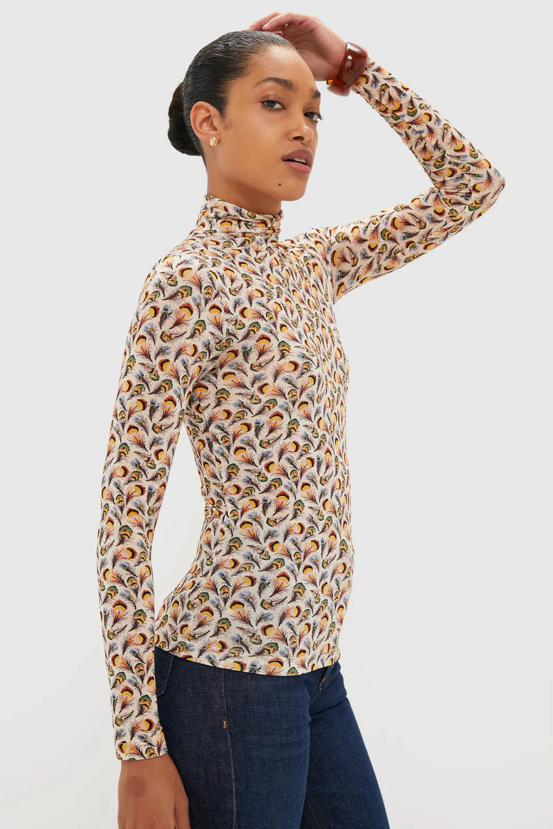 Ulla Johnson Aurelia Jersey Long Sleeve Turtleneck Top Swan