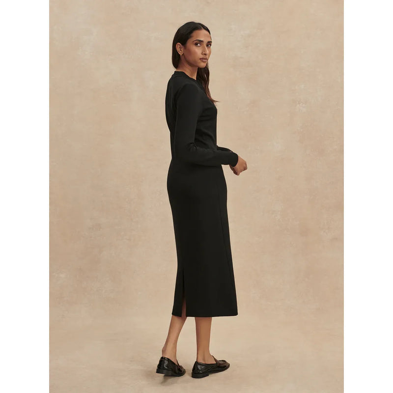 varley black dress Abriella Midi Lightweight and breathable fabric Black Shirt Black Pants Width:M Lace Fabric