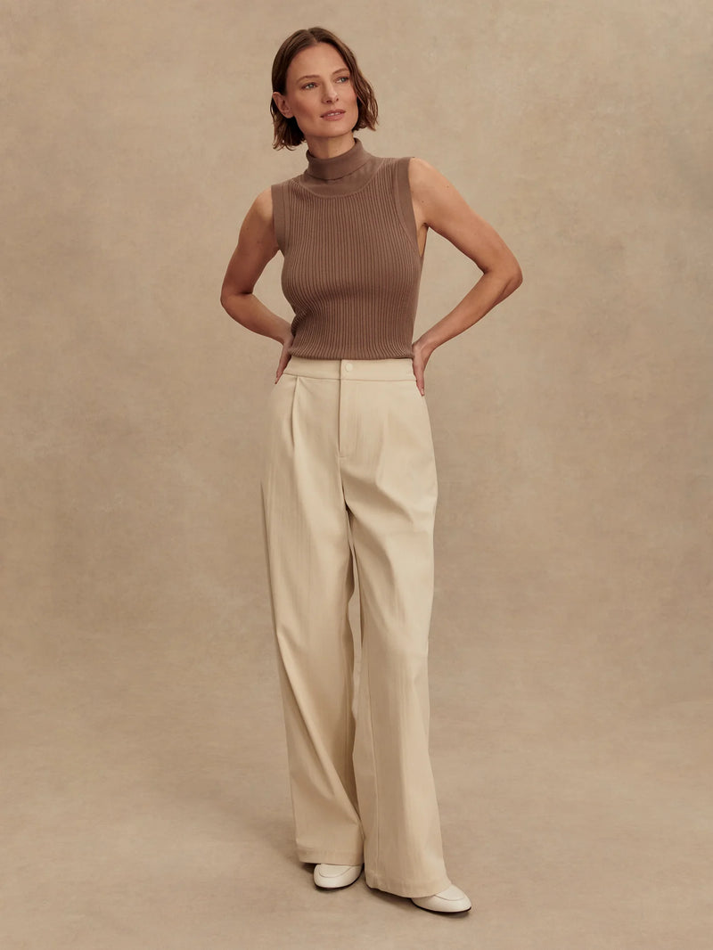 Varley Anastasia Rib Knit Tank - Ash Taupe