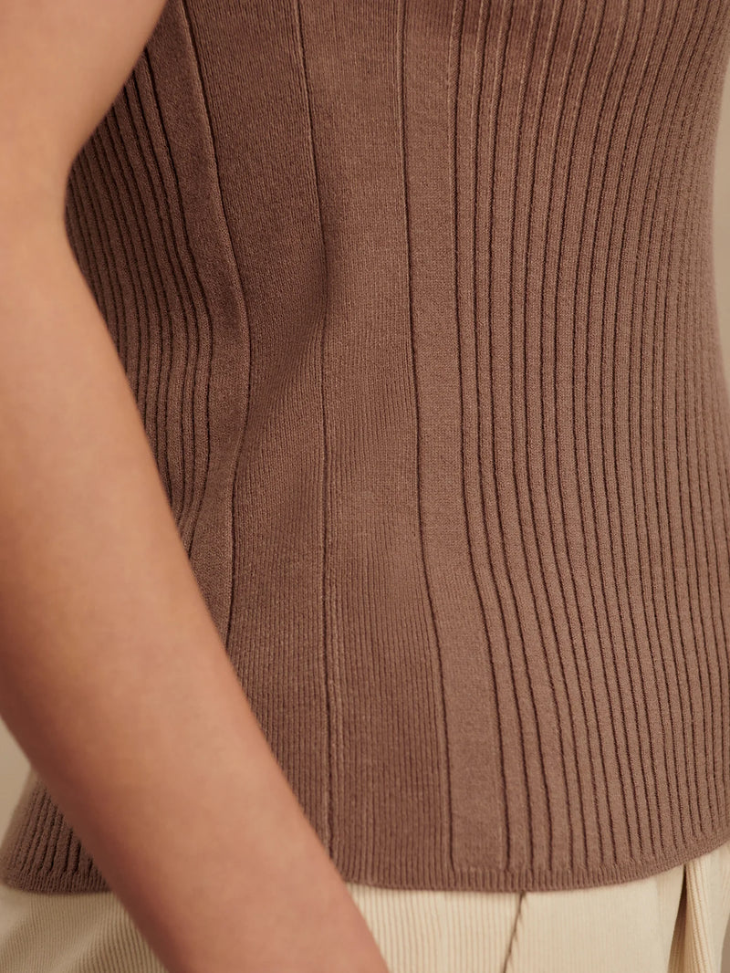 Varley Anastasia Rib Knit Tank - Ash Taupe