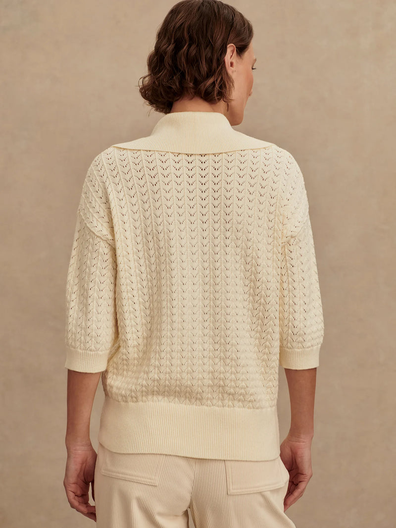 Varley Arney Half Zip Knit Polo - Egret