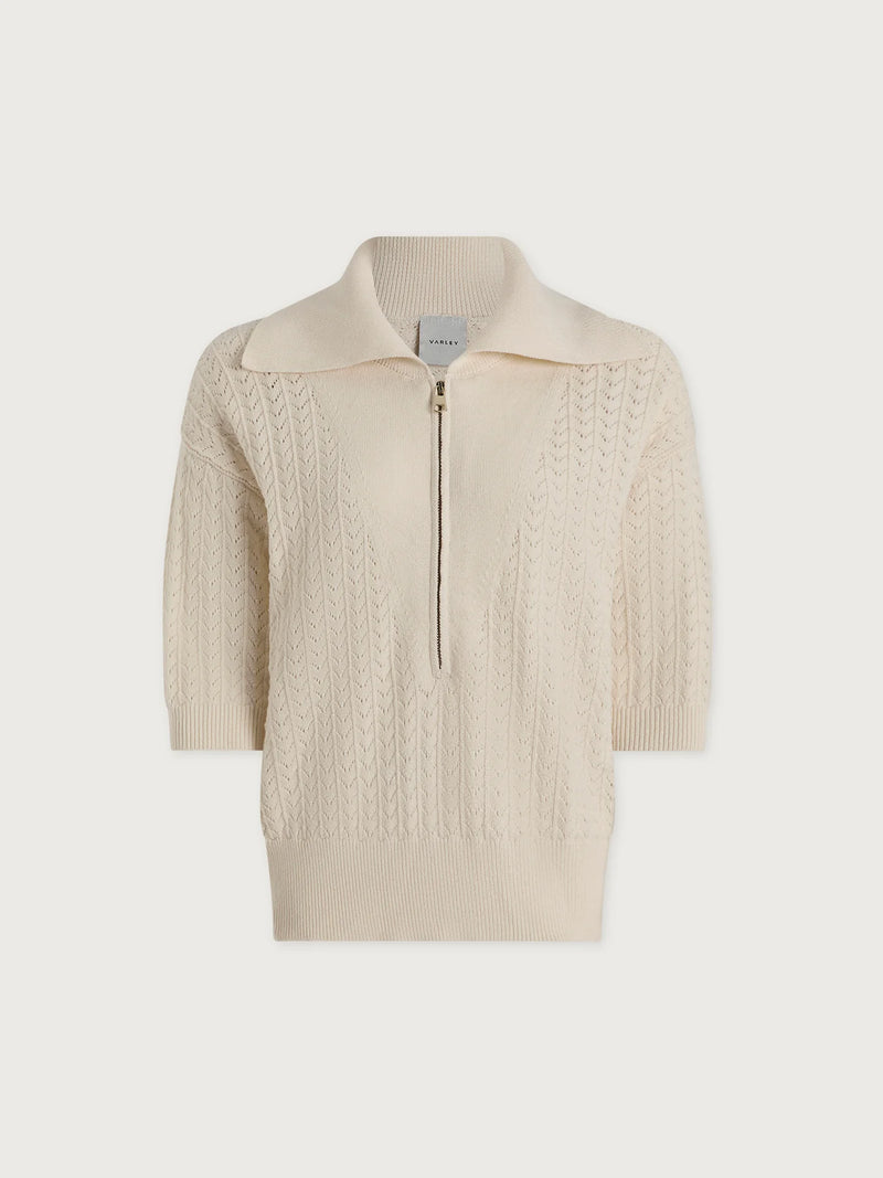 Varley Arney Half Zip Knit Polo - Egret
