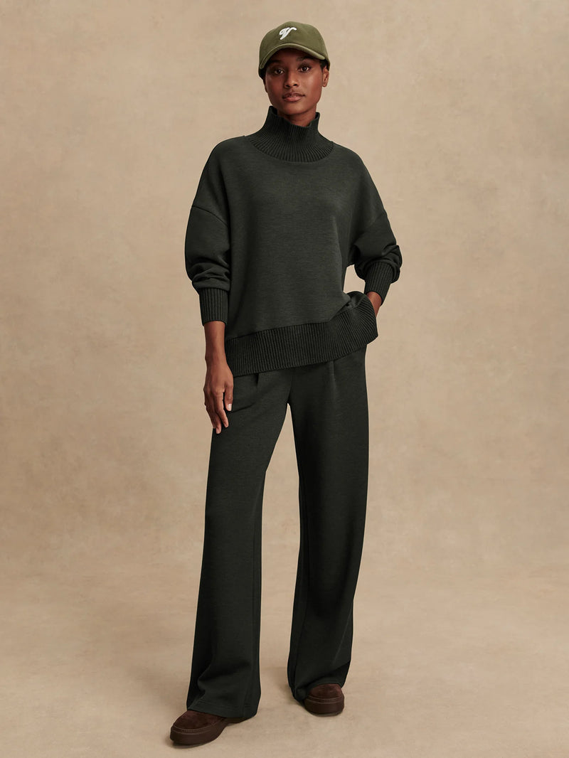 Varley Barker High Neck Sweat - Olive Marl