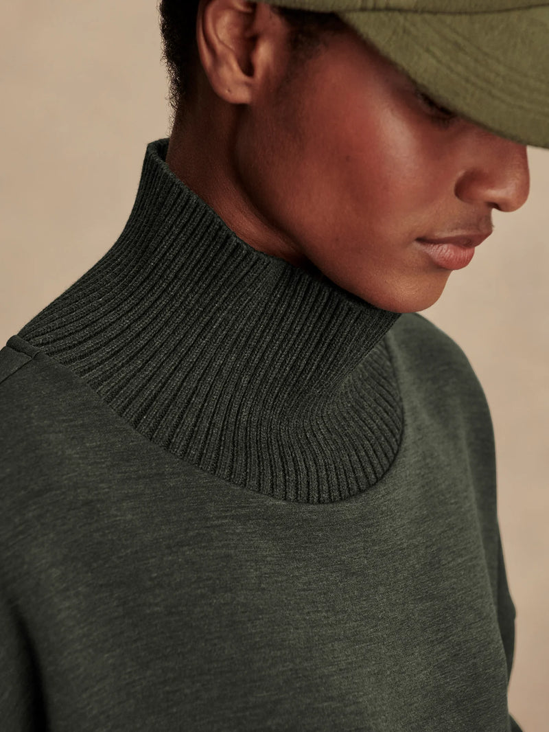 Varley Barker High Neck Sweat - Olive Marl