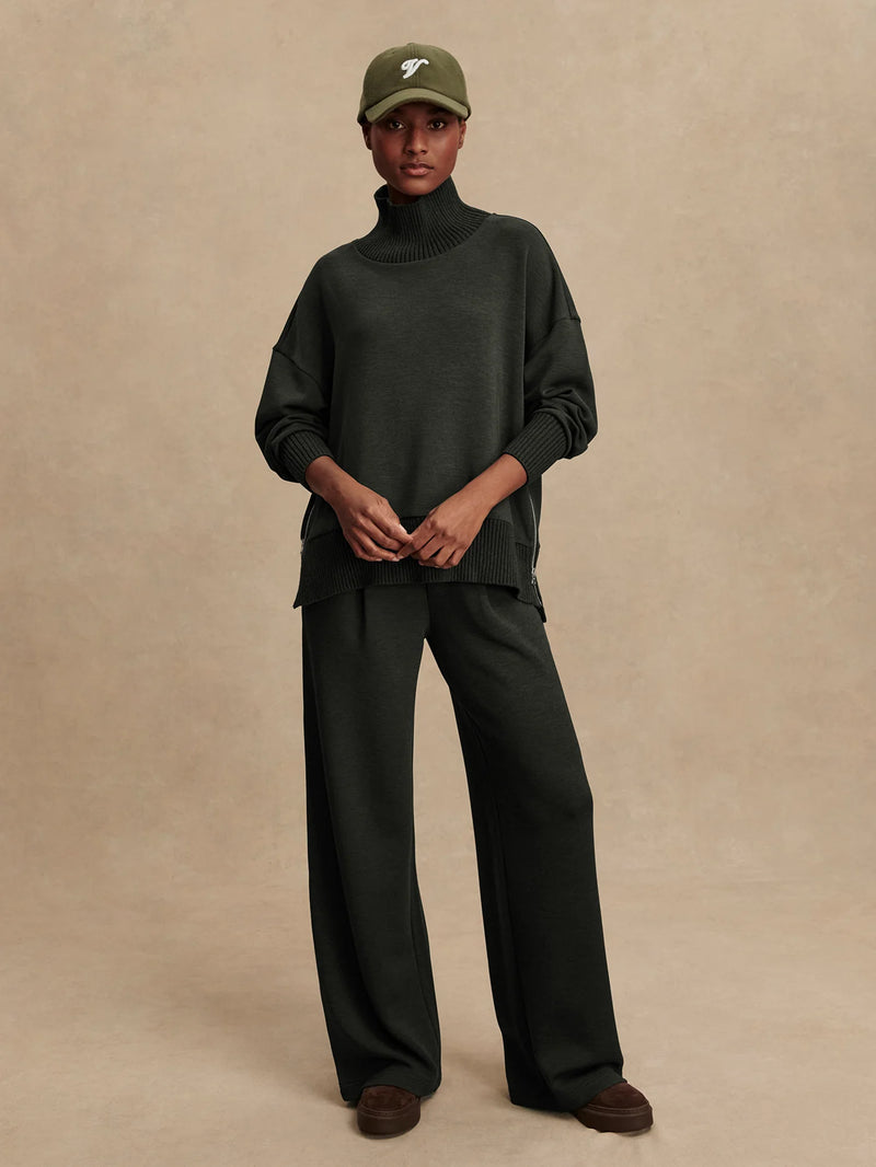 Varley Barker High Neck Sweat - Olive Marl